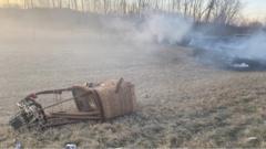 Watch: Hot air balloon collides with powerlines