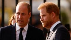 William, Prince of Wales and Prince Harry talk outside Windsor Castle