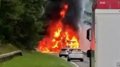 A9 closed in both directions after lorry bursts into flames