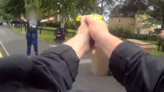 Moment police use stun guns on man with large knife