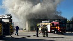 Firefighters tackle blaze at industrial workshop