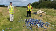 Hundreds of squirty cream chargers left in field