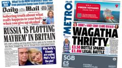 The Papers:  'Russia plotting mayhem' and 'Wagatha Thrifty'