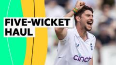 Tongue takes five wickets on England debut