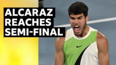 Alcaraz dominates De Minaur to reach last four