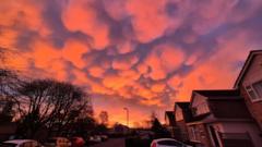 Unusual fiery ‘udder clouds’ spotted in UK skies