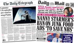 The Papers: UK missiles 'vital' to stop Putin, and 'nanny Starmer's ad ban'