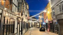 Permanent festoon lights to illuminate city street