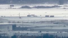 Damaged plane seen on runway at Toronto Pearson Airport