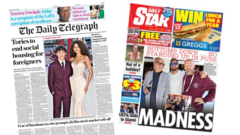 UK papers: 'Tories to end social housing for foreigners' and 'Bottoms down'