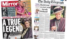 The Papers: Maggie Smith mourned and Johnson's Covid 'war cry'