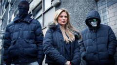 Repórter Livvy Haydock ao lado de criminosos que foram entrevistados