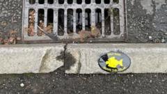 Why yellow fish markers have appeared in town