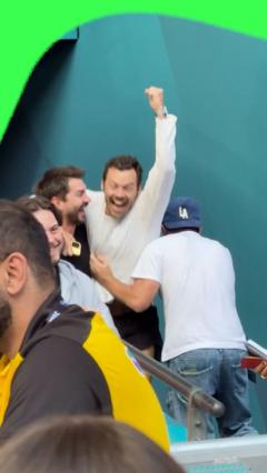 Harry Styles celebrates England win