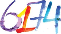 The number 6174, written down in multi-tone watercolours