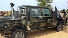 A vehicle carrying Boko Haram flag
