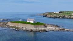 Tiny church in the sea where brides worry about high tide making them late to the altar