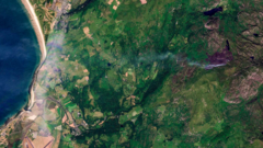Wildfire spotted from space as helicopter brought in to tackle blaze