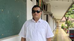 Aris Yohanes usai selesai mengajar di SLB Pembina Tingkat Nasional, Jakarta Selatan