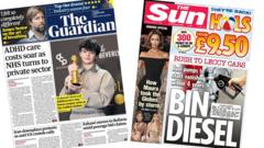 The Papers: 'ADHD care costs soar' and 'Bin Diesel'