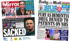 The Papers: 'Jenas sacking shock' and 'Fury as dementia drug denied'