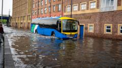 Fire service tackles flooding caused by heavy rain in Derry