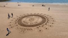 Diogo Jota and Andre Silva tribute etched on beach