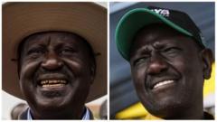 Kiongozi wa Upinzani nchini Kenya Raila odinga kushoto na rais William Ruto kulia