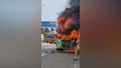M1 car transporter fire was caused by blown tyre
