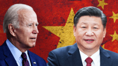 A graphic of Xi Jinping and Joe Biden