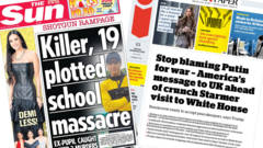 The papers: 'Ukraine peace in weeks' and 'killer planned school shooting'