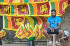 Street vendor with Sri Lanka flags