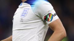 Harry Kane of England wearing a OneLove armband