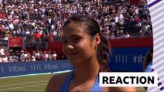 Raducanu 'really proud' to overcome injury scare in Queen's quarter-final