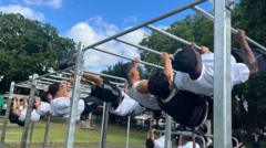 Seized knives transformed into park gym equipment