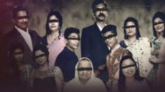 Montagem com fotos de várias pessoas indianas com os olhos riscados