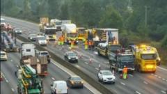 Twelve-mile jams on M25 following lorry fire