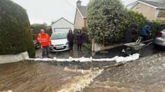 Sandbags used to protect homes after flooding in County Down
