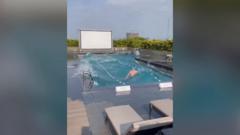 Watch: Taiwan quake makes waves in rooftop pool