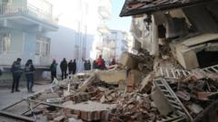 Collapsed buildings in Turkey