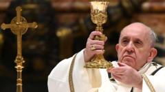 Pope Francis celebrates a Christmas Eve Mass. Photo: 24 December 2020