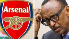 Aworan aarẹ Kagame ati ami idanimọ Arsenal