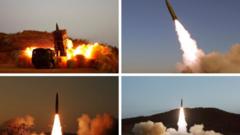 2022년 11월 7일 조선중앙통신(KCNA)이 공개한 최근 북한의 미사일 시험발사 장면들
