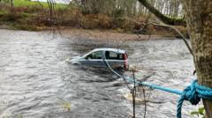 Search for driver after car goes into River Nairn