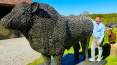 Farmer takes giant bull sculpture on charity tour