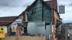Work starts to repair lorry-damaged pub