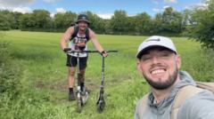 'We're riding children's scooters for 157 miles'