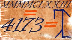 4173 en números romanos, indo arábigos y, a la derecha, cistercienses.