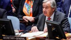 António Guterres also said he was deeply concerned about "the clear violations of international humanitarian law" in Gaza