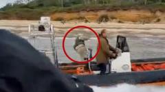 Moment drug smugglers jump off boat containing £39m of cocaine